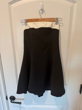 Black Fit-and-Flare Strapless Dress with Cream Top